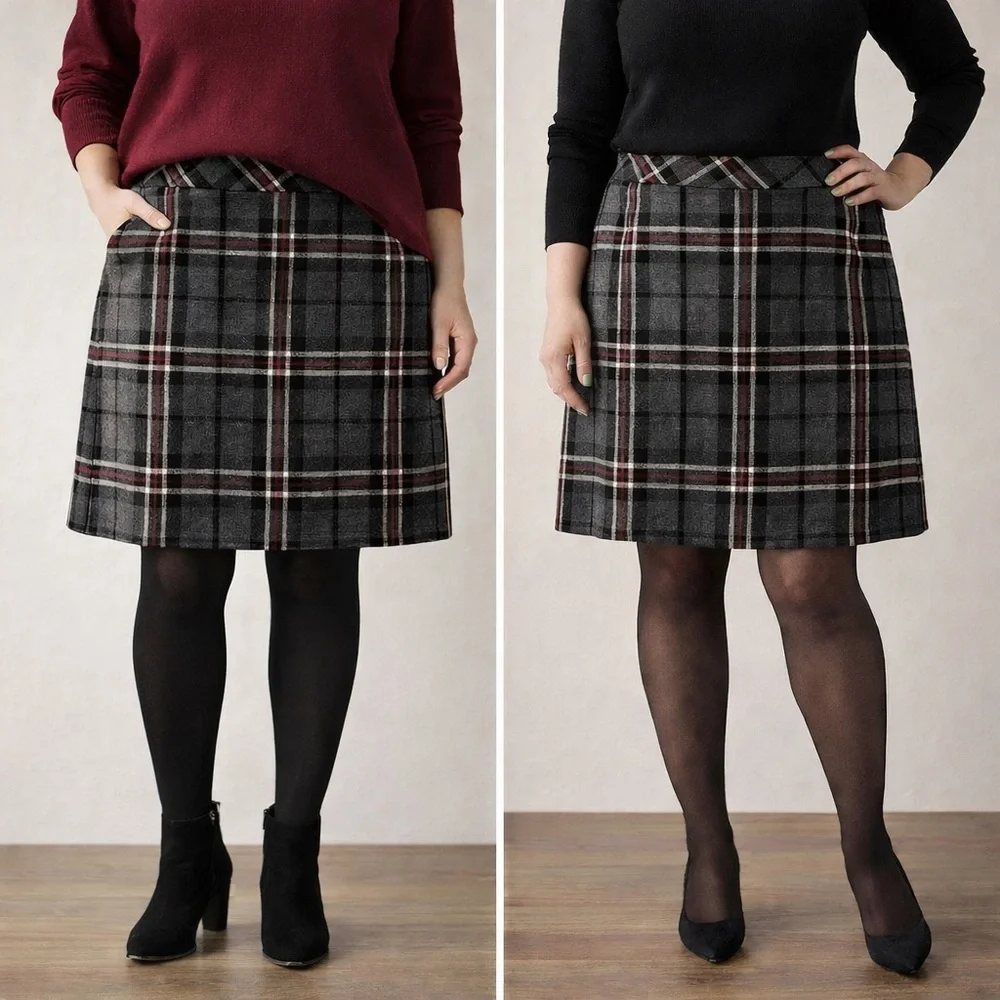 Eddie Bauer Vintage Plaid Wool Mini Skirt